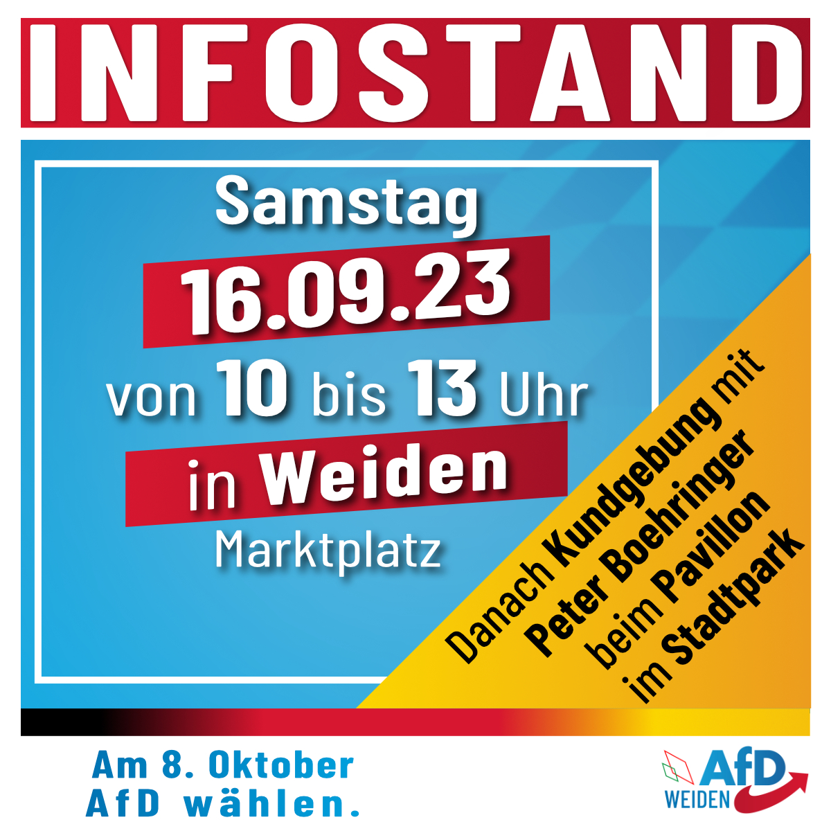 AfD Weiden Oberpfalz - Infostand 16.09.2023