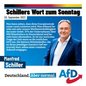 Manfred Schiller - Bezirswahl 2023 - AfD Weiden_Wort zum Sonntag 2023-09-03 - Energiewende ruiniert unser Land